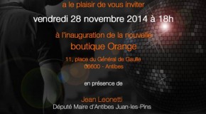 INVITATION INAUGURATION BOUTIQUE ORANGE A ANTIBES – 28/11