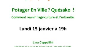 CONFÉRENCE POTAGER EN VILLE – 15/01/18 à 19h