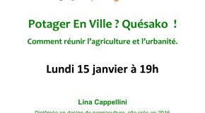 CONFÉRENCE POTAGER EN VILLE – 15/01/18 à 19h